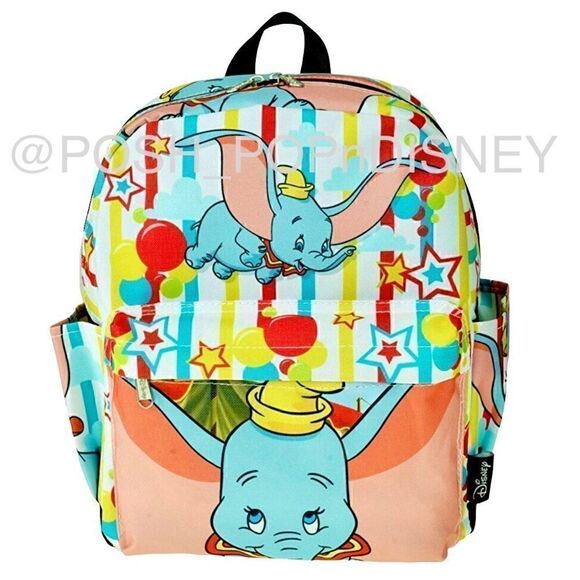 DISNEY Dumbo Daypack Elepant stars clouds & stripe print yellow red blue kawaii - Picture 1 of 6